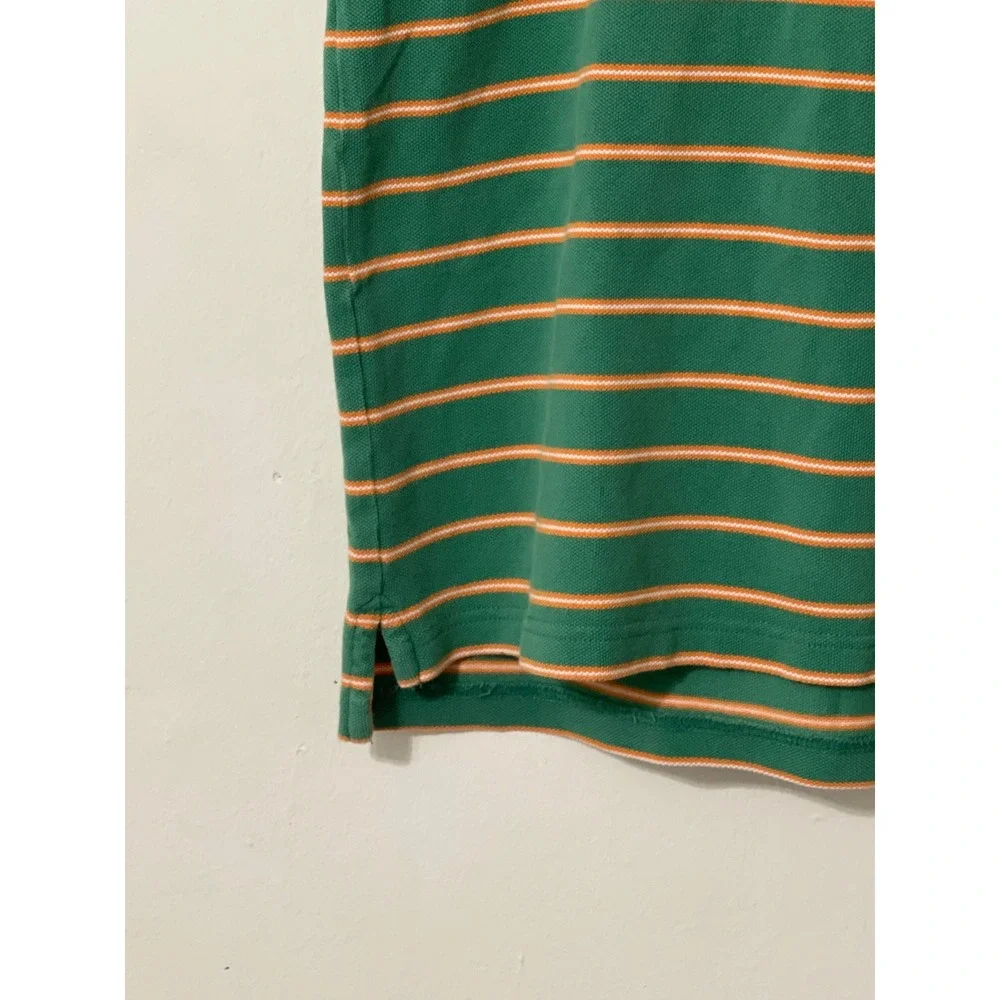 J. Crew Mens Green Stripe Short Sleeve Polo Casual Golf Tennis‎ Shirt Medium